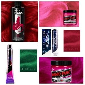 New Bright Hair Color Dye Lot- Red, Green, Pink, Bordeaux - Manic Panic,Pravana